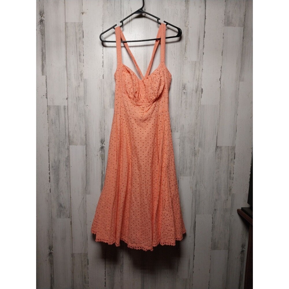 Timeless London Valerie Coral Eyelet Swing Dress